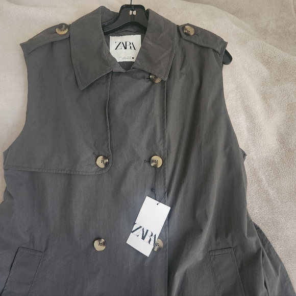 Zara Belted Long Vest Dress Green Size L BNWT - Picture 7 of 14